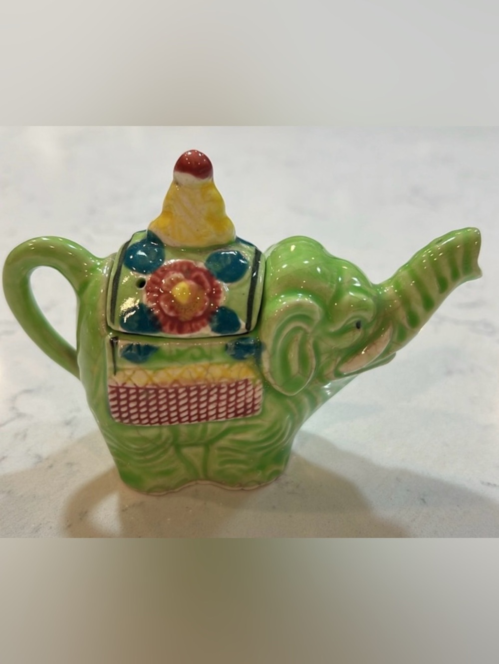 Vintage, cute and colorful, ceramic teapot made in Japan